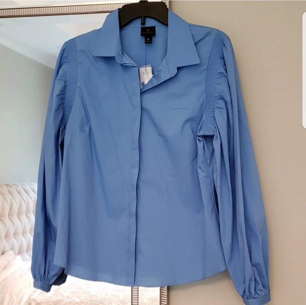 WORTHINGTON WOMEN’S SWISS BLUE BLOUSE - Picture 2 of 6